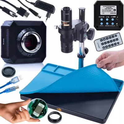 Komplet Earth Pro MCEP-0.5X Digitalni Mikroskop, ORION Pro Kamera KMOP-HDMI-USBI, Silikonska Podloga 380x260mm | 7-45x, HDMI, 16MP, 4K Video