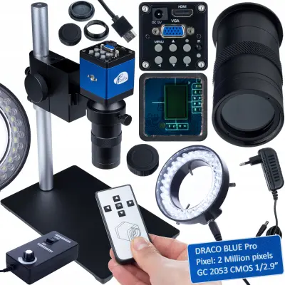 Planets Pro 100X Digitalni Mikroskop – Fullhd HDMI VGA Kamera, LED 56x, C-Mount, 40–400 Mm, 150x230 Mm | Komplet Plug&Play