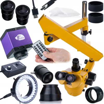 Neptune Pro MSNP-T-WDMS3-O Trinokularni Mikroskop Na Visičnik – 7–45x Povečava, Panasonic HDMI Camera, LED Osvetlitev 56x | Profesionalni Servis