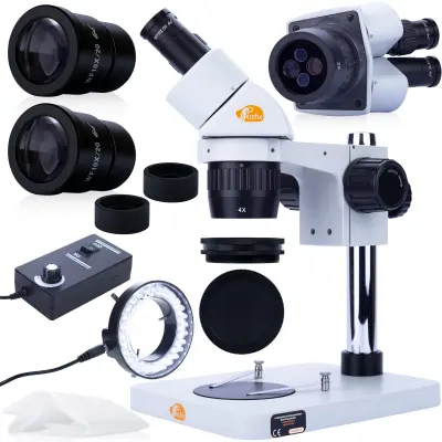 Ganymede S MSGS-B-PS1 Microscope Binocular Glava – Optika Visoke Kakovosti, Zoom 20/40x, Nastavljiva Svetloba 56xLED