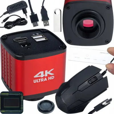 KMVP-HDMI-USB 4K 60FPS Mikroskopska Kamera – Sony CMOS 8.42MP, HDMI, USB, C-Mount, CNC Aluminij, Merjenje, Risanje, USB Record