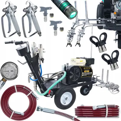 Stroj Za Označevanje Cest Powerxcellence Helix C – 9P Motor Z Notranjim Zgorevanjem, 23 Mpa, 12 L/Min, 2 Pištoli, 2 Cevi Po 15 M, Elektronski