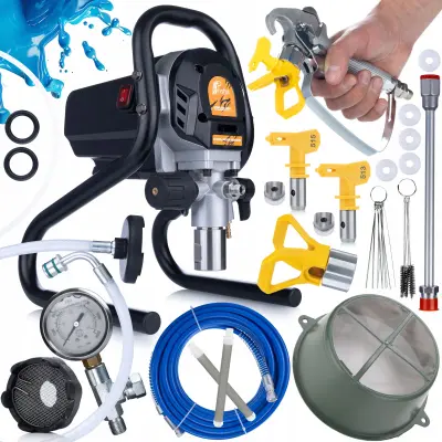 HQ Paintmaxx Set 1200W – Set Za Barvanje Airless Brizgalna Naprava 1200W, 1.7 L/Min, 20 Mpa, Lance 30 Cm, Filtri 60 Mesh