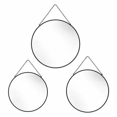 Stensko ogledalo kovina Mondex Alexia 28/24/19 cm črna 3 kos
