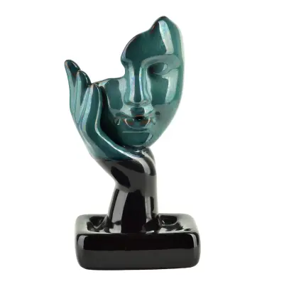 Gorilnik za kadila backflow keramični Mondex Obraz 8x5x17 cm turkizno-grafitni 1 kos