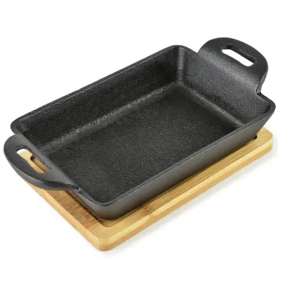 Servirna posoda iz litega železa Allesken LUXE 19x11x3 cm mat črna 1 kos