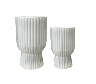 Okrasni lonci Vlaknasta glina Hevra Komplet 35x35x56/25x25x40 cm Naravna 2 kos