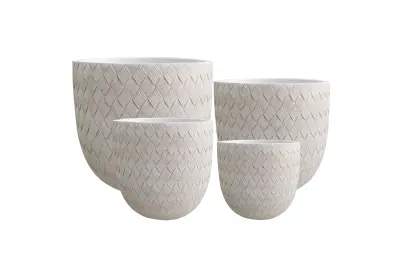 Okrasni lonci vlaknena glina HEVRA Komplet 44x44x42/36x36x35/30x30x30/24x24x24 cm naravna 4 kos
