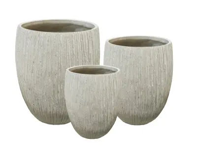 Okrasni lonci vlaknena glina Hevra Komplet 53x53x65,5/41,5x41,5x54,5/31x31x43 cm naravna 3 kos