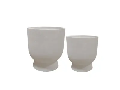 Okrasni sadilni lonci vlaknena glina Hevra Komplet 37x37x39 cm + 31x31x33 cm siva 2 kosa