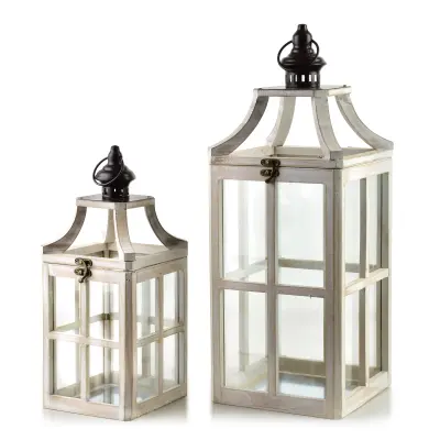 Lanterni Les LEVI Levi 20x20x53/15x15x38 cm Svetel les 2 kosa