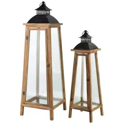 Lanterna les MONDEX LEVI 36x36x110/23x23x78 cm naravna/črna 2 kosa