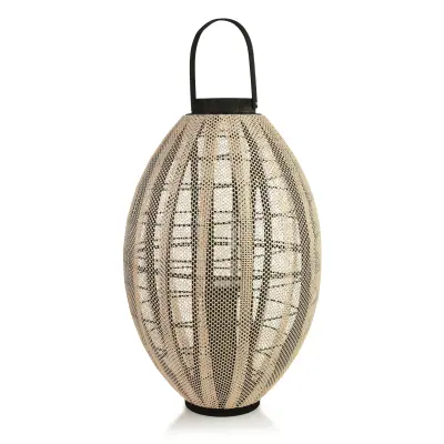 Laterna les/tkanina Mondex LEVI 11x34x58/70 cm bež/črna 1 kos
