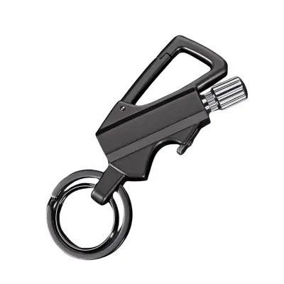 3-v-1 preživetveni obesek za ključe z magnezijevim vžigalnikom, karabinom in odpiračem za steklenice | PERMAIGNITE