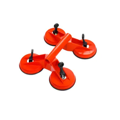 Zmogljiv dvigalec stekla s priseskom — 4-blazinica za dvigovanje stekla s črpalko, ABS, rdeča