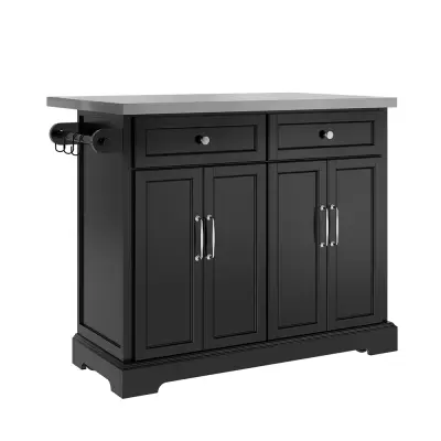 Kuhinjski voziček Predal Vrata Barva Črna 107x71x92cm FKW71-III-SCH