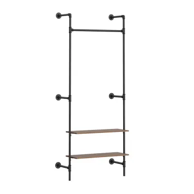 Stenska omarica za obleko s policami Barva Črna Les 91x48x220cm KLS20-SCH