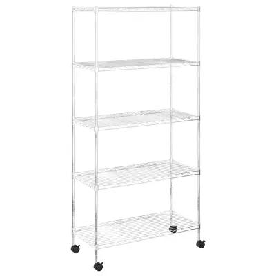 vidaXL 5-nadstropni regal s kolesi 75x35x155 cm krom 250 kg