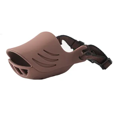 Silikonski nastavljiv nagobčnik za pse – zračen, proti grizenju coffee S