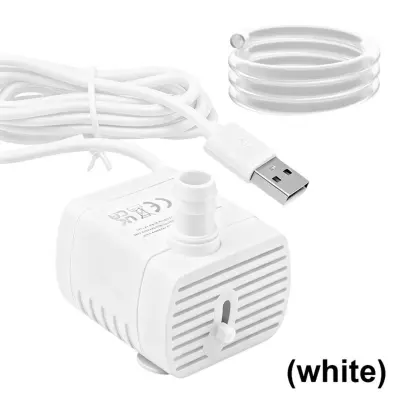 1,5 m USB potopna vodna črpalka z nastavljivim ventilom - brezkrtačna 5V mikro črpalka, nerjaveče jeklo 304+ABS, IPX8 White