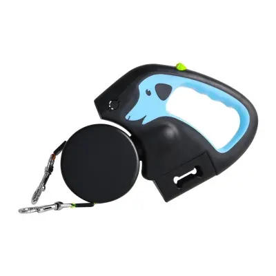 Dvojni avtomatski povodec 2v1 z LED, USB polnjenjem in zabojem LightBlue