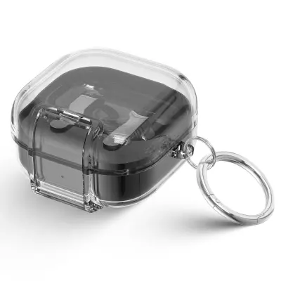 Mehak ovitek za slušalke iz TPU, združljiv s Samsung Galaxy Buds4/4 Pro – odporen na udarce, vodoodporen in madeže ter s kavljem Transparent whit