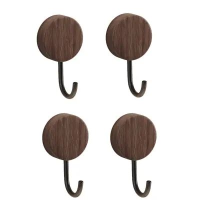Kljuke za vrata oreh/črna 4 kosi – brez vrtanja, nosilnost 5-10kg