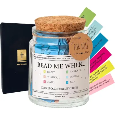 Kozarec s 90 biblijskimi verzmi, darilna škatla z rožnato pentljo