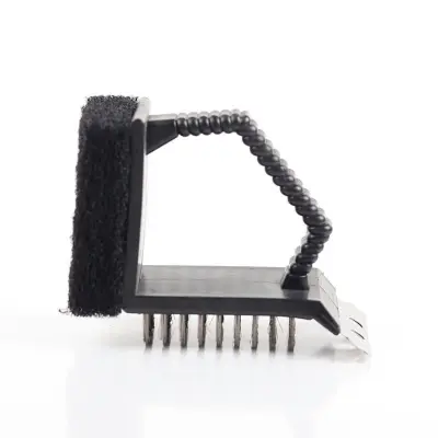 Krtača za žar BBQ - ABS ročaj, pravokotna tristranska krtača za čiščenje žara iz nerjavečega jekla, črna