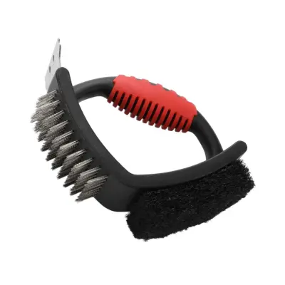 Srčasta 3-v-1 krtača za žar z bakreno žico, gobico in PP ročajem