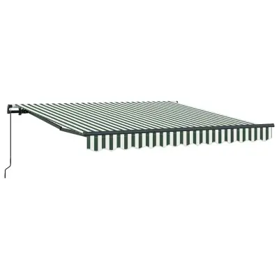 vidaXL Retraktilna tenda Zelena in Bela 350 x 250 cm