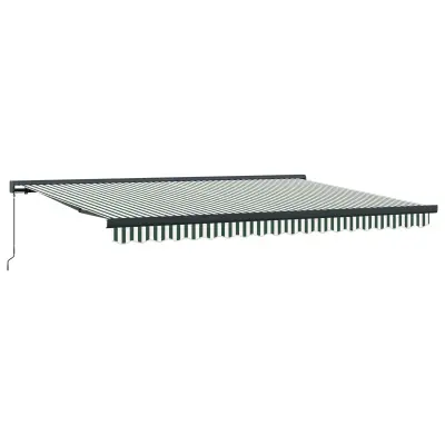 vidaXL Retraktilna tenda Zelena in Bela 4 × 3 m Platno in aluminij