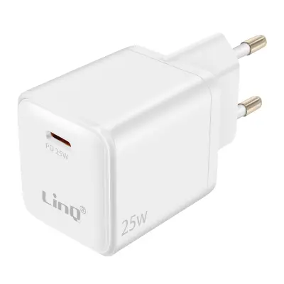 LinQ, USB-C Power Delivery 25W Hitro polnjenje Kompaktni omrežni polnilnik, Bela