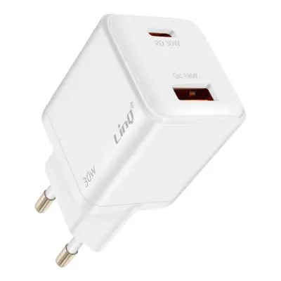 LinQ, Kompaktni polnilnik USB-C Power Delivery 30W + USB 18W Quick Charge 3.0, Bela