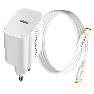 Mayaxess, 20W omrežni polnilnik za Google Pixel 10 + 1m USB-C kabel, Bela