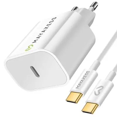 Mayaxess, Omrežni polnilnik za Google Pixel 10 Pro Fold 20W z 1m USB-C kablom, Bela