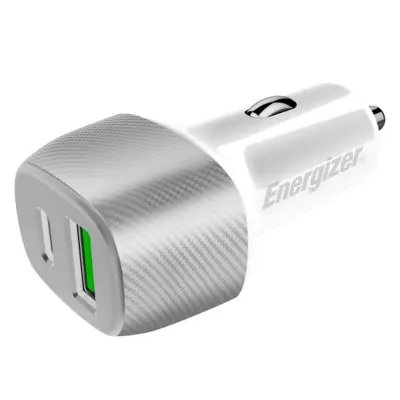 ENERGIZER, Avtopolnilec USB-C / USB-A PD 38W QC 3.0 Model Ultimate, Srebrna