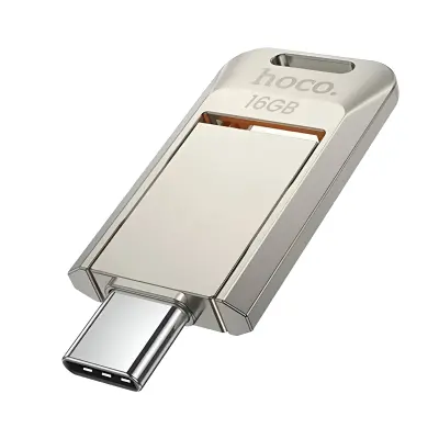 Hoko, USB / USB-C ključ 16GB za hiter prenos 150MB / s z vrtljivim dizajnom, Srebrna