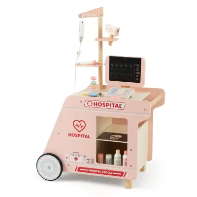 Leseni zdravniški voziček za otroško igro Igranje zdravnika