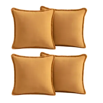 Okrasne prevleke za blazine 65x65 cm, komplet 4 kosi, 100 % bombaž, oranžne z resicami, boho slog, mehke in zračne materiale