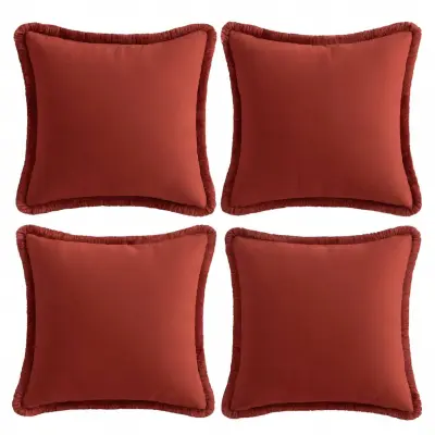 Dekorativne prevleke za blazine 60x60 cm, komplet 4 kosi, 100 % bombaž, rdeče barve, boho slog z elegantnimi resicami