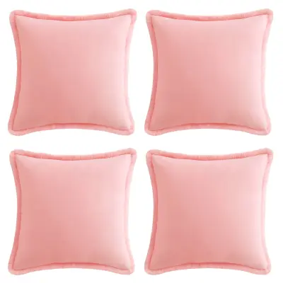 Prevleke za vzglavnike z resicami, bombažne, roza, Boho stil, 55 x 55 cm, komplet 4 kosi, dekorativne prevleke za blazine