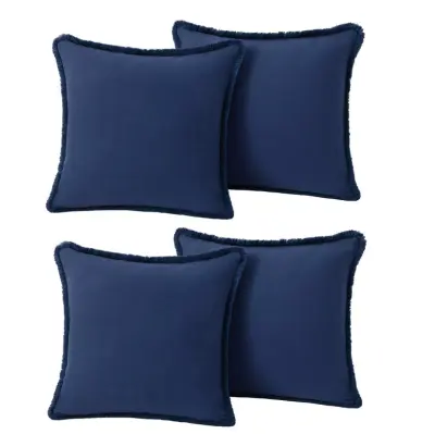 Prevleke za vzglavnike z resicami 50x50 cm, bombažne dekorativne prevleke, boho slog, temno modre, komplet 4 kosi