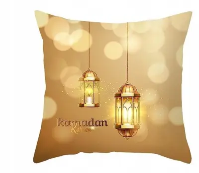 Prevleke za blazine Ramazan 45x45 cm, komplet 2 kosov, dekorativne, črna in rumena z zlatim motivom