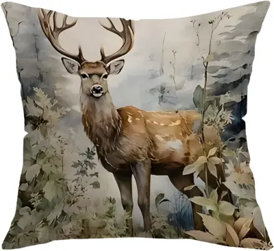 Prevleka za blazino s severnim jelenom, božična dekorativna prevleka, bombažni lan, 45x45 cm, praznični motiv za kavč