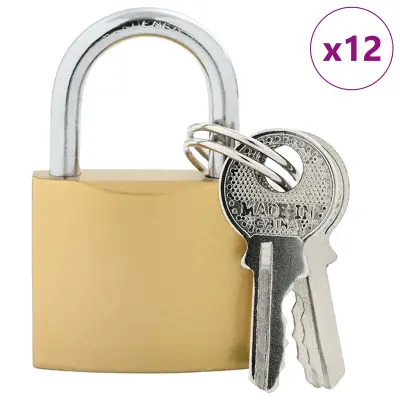 vidaXL U zaklep s ključi 12 pcs Medenina elezo