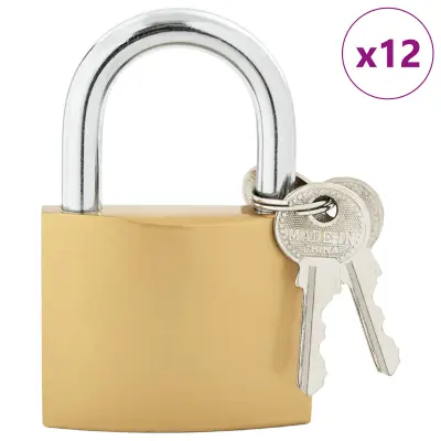 vidaXL U zaklep s ključi 12 pcs Medenina elezo