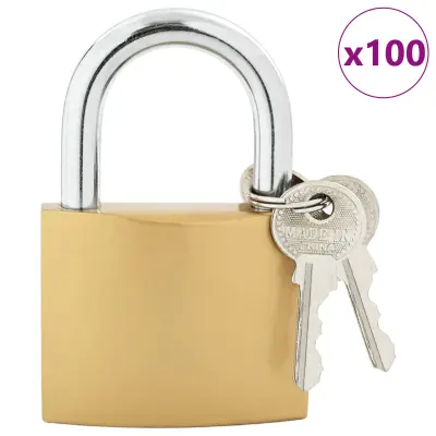 vidaXL U zaklep s ključi 100 pcs Medenina elezo