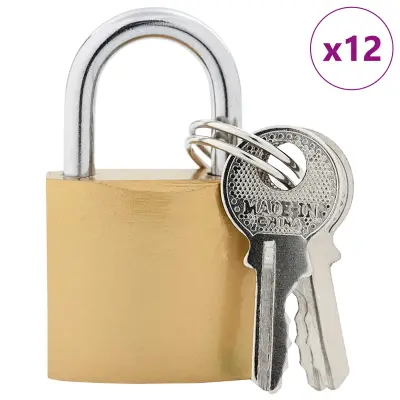 vidaXL U zaklep s ključi 12 pcs Medenina elezo