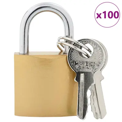 vidaXL U zaklep s ključi 100 pcs Medenina elezo